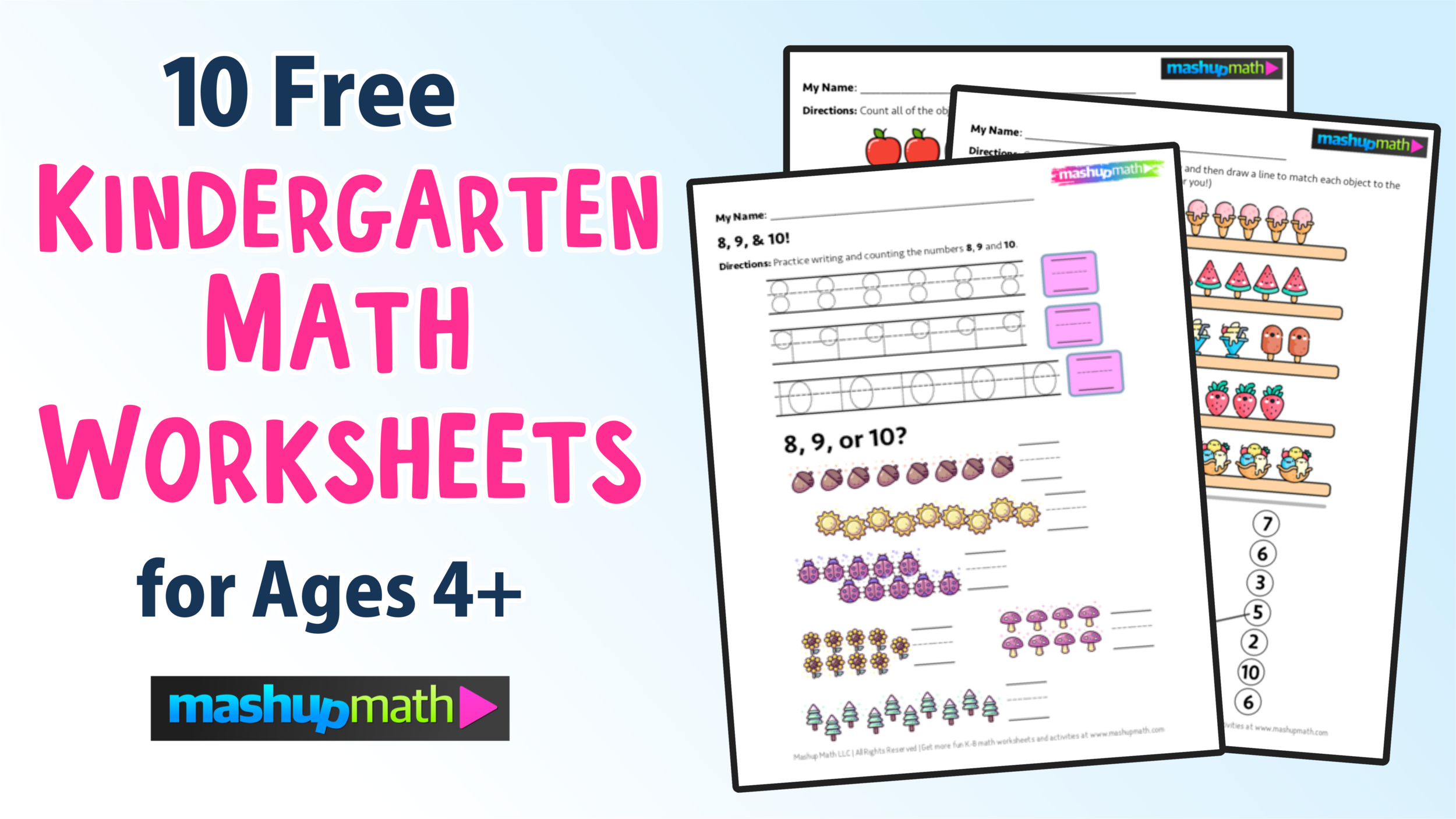 Math worksheets for kindergarten