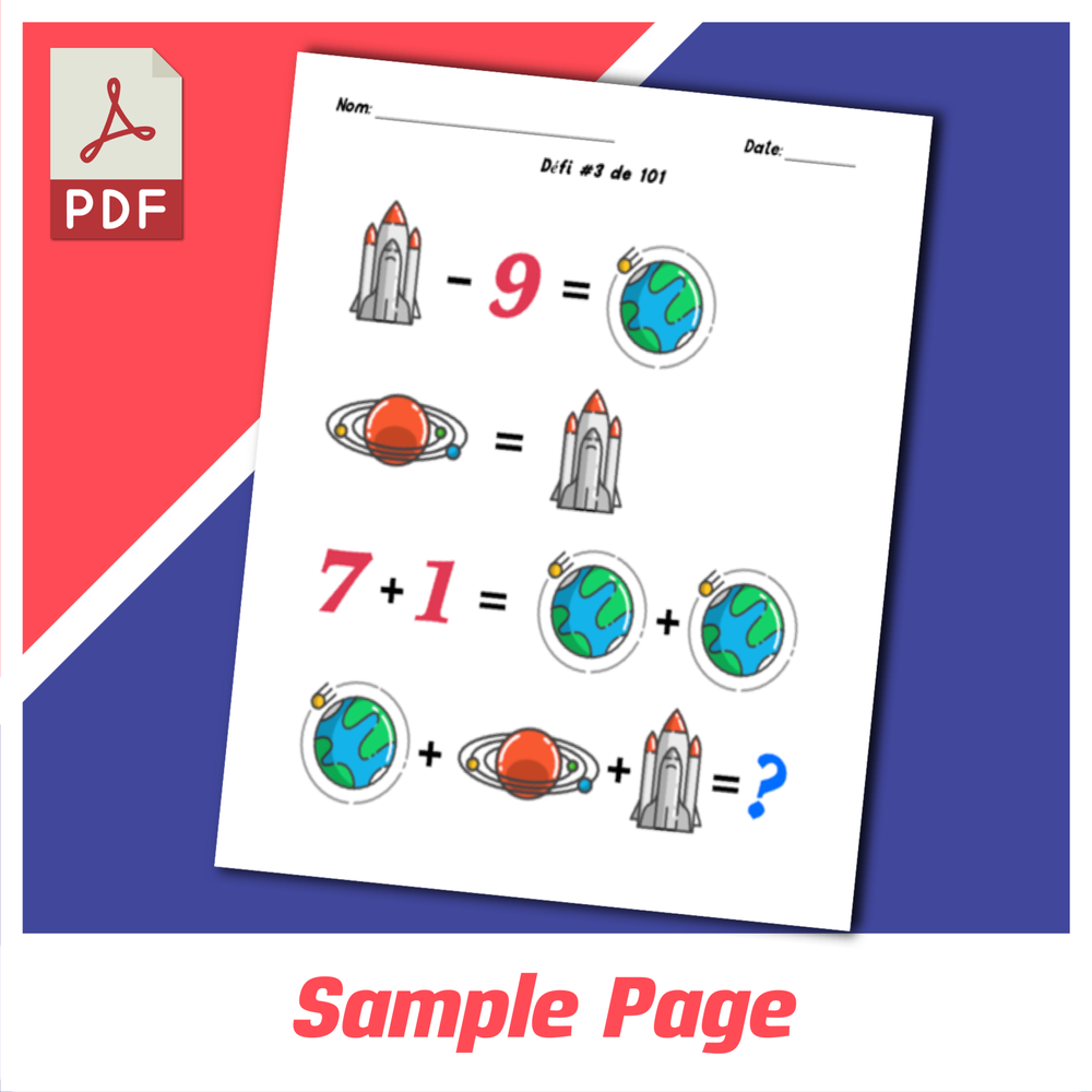 French Translated Math Puzzles and Worksheets for Kids — Mashup Math