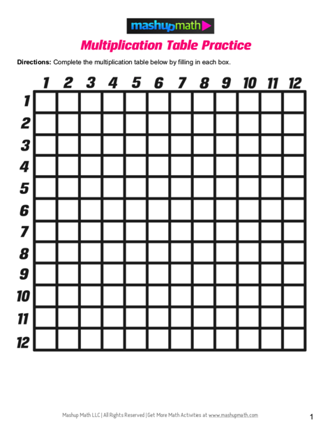 Free Multiplication Chart Printable — Times Table Chart Practice ...