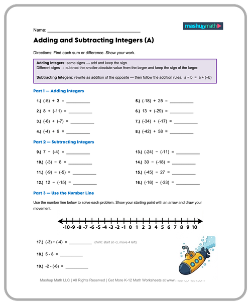 Free 7th Grade Math Worksheets—Printable w/ Answers — Mashup Math