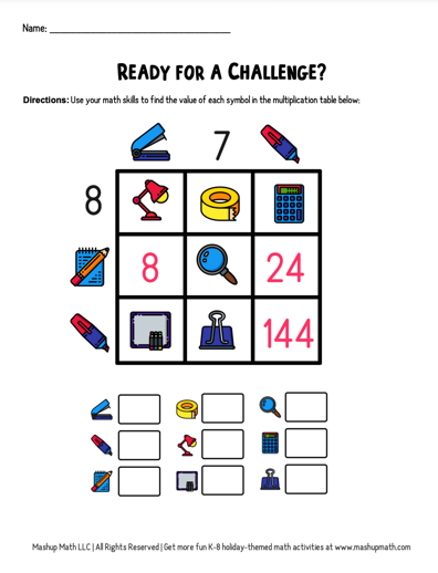 Free Multiplication Table Worksheets for Grades 3-5 — Mashup Math