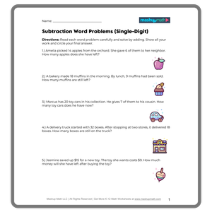 3rd Grade Word Problems—Free PDF Worksheets — Mashup Math