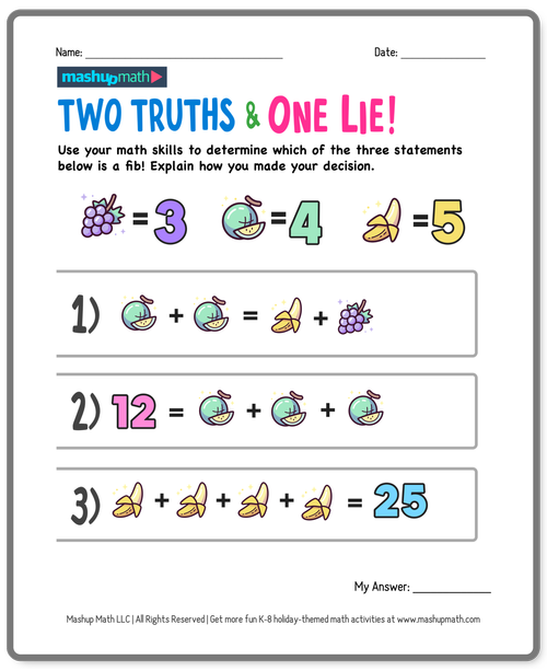 Two Truths and One Lie! — Mashup Math