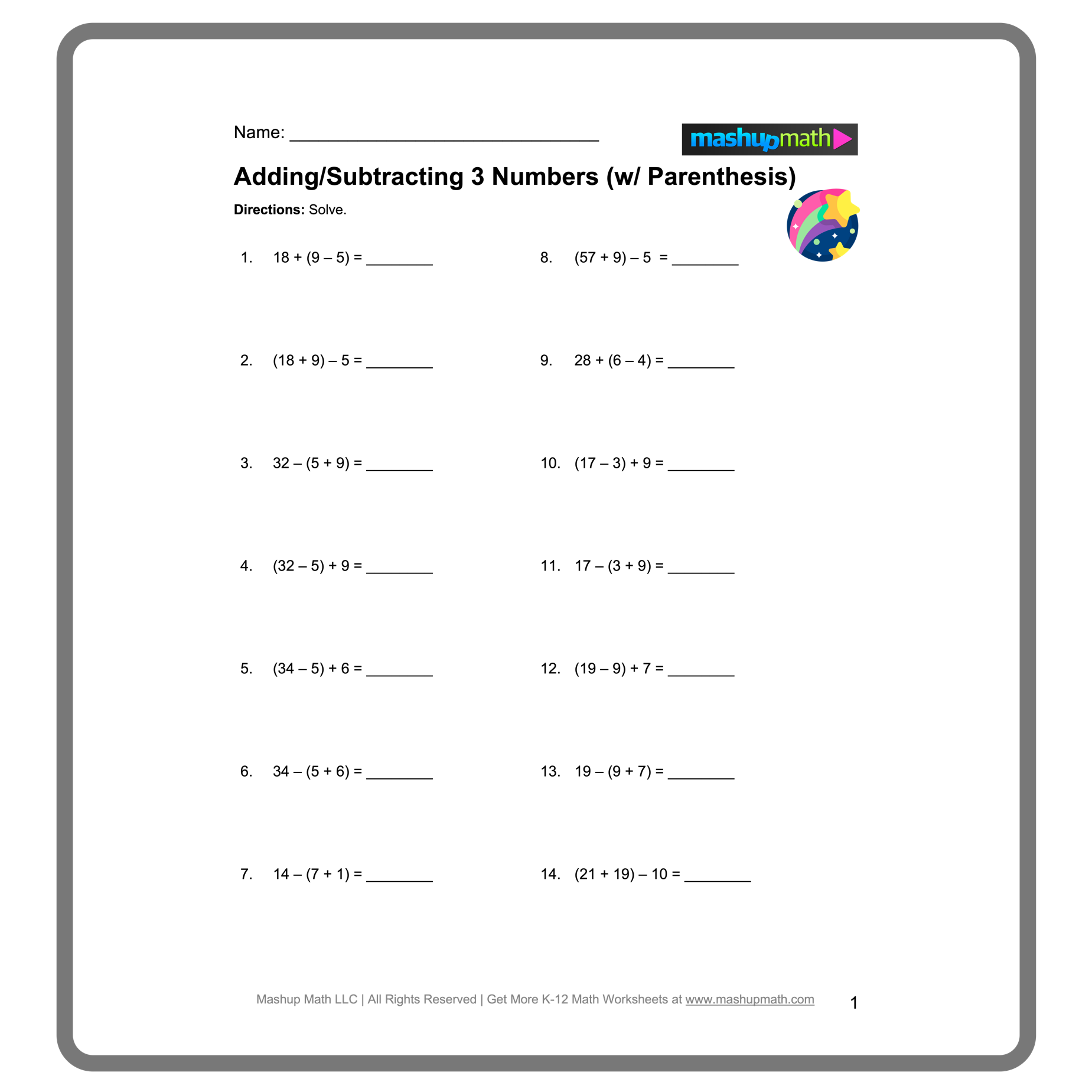 order of operations problem solving worksheets