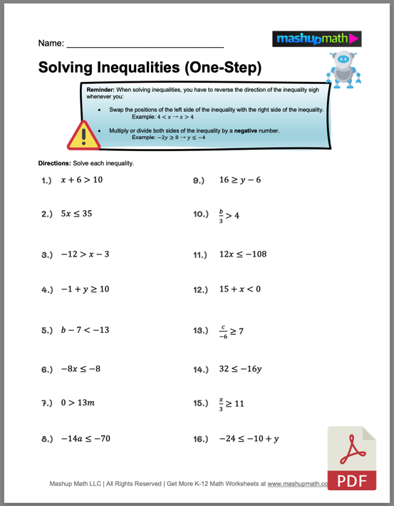 problems for solving inequalities