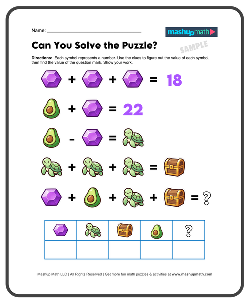 Library Math Mashup Puzzles — Mashup Math