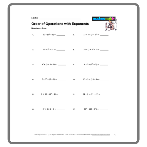 Free Order of Operations Worksheet Library—with Answers — Mashup Math