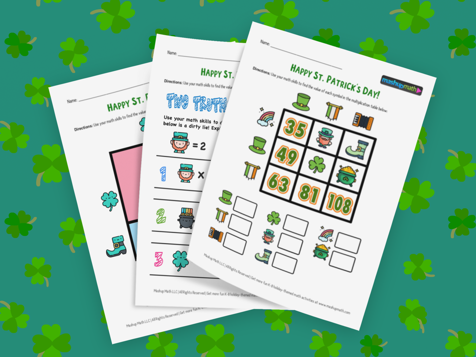 St Patricks Day Math Activities for Grades K-8 — Mashup Math