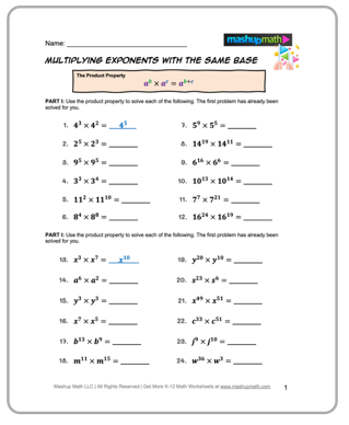 math worksheet equations