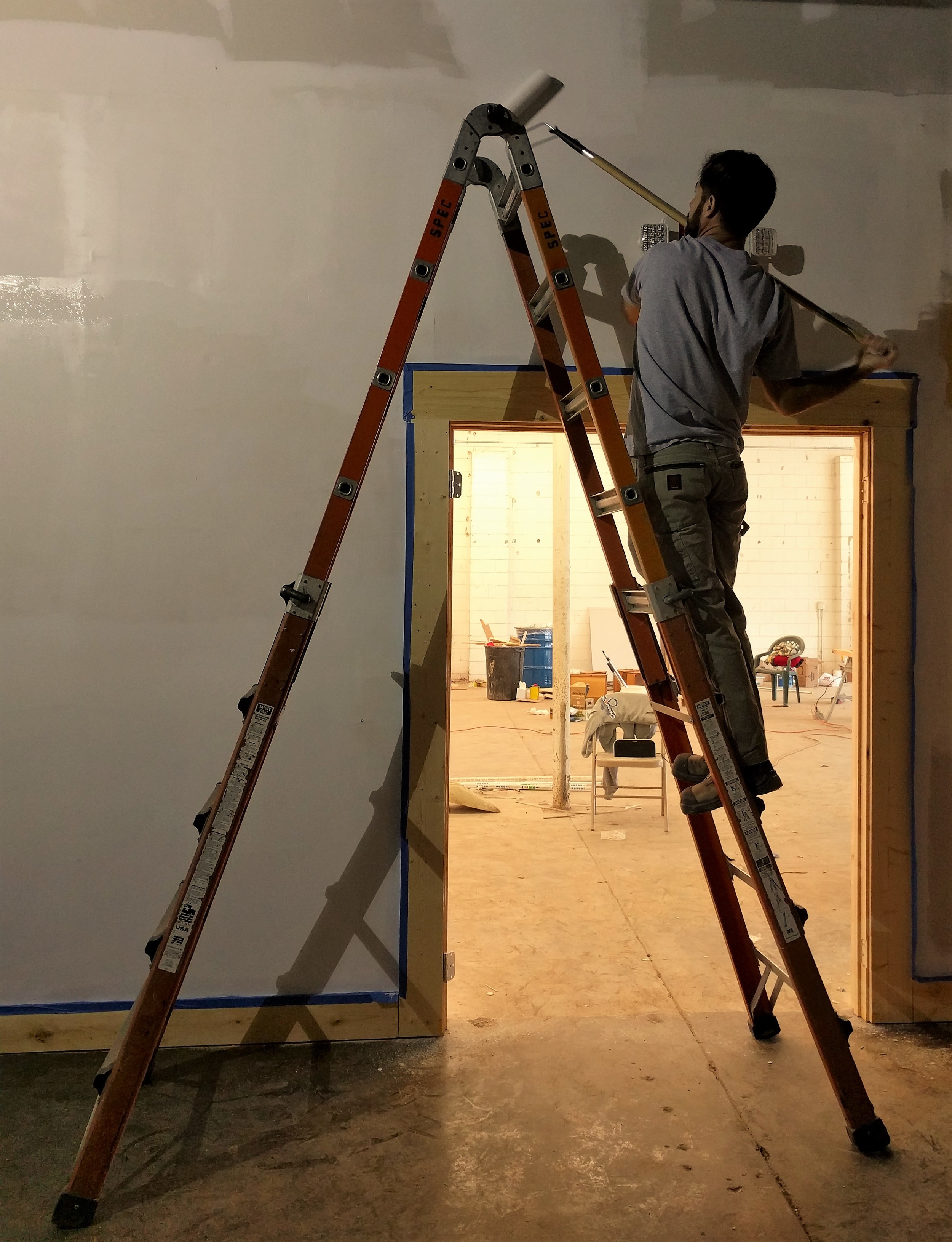 Wes is good with a roller and a ladder.