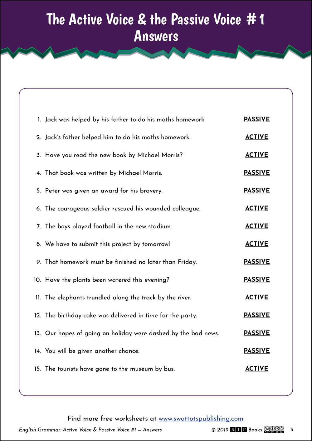 Active Passive English Worksheet 11 — STP Books In Active Passive Voice Worksheet