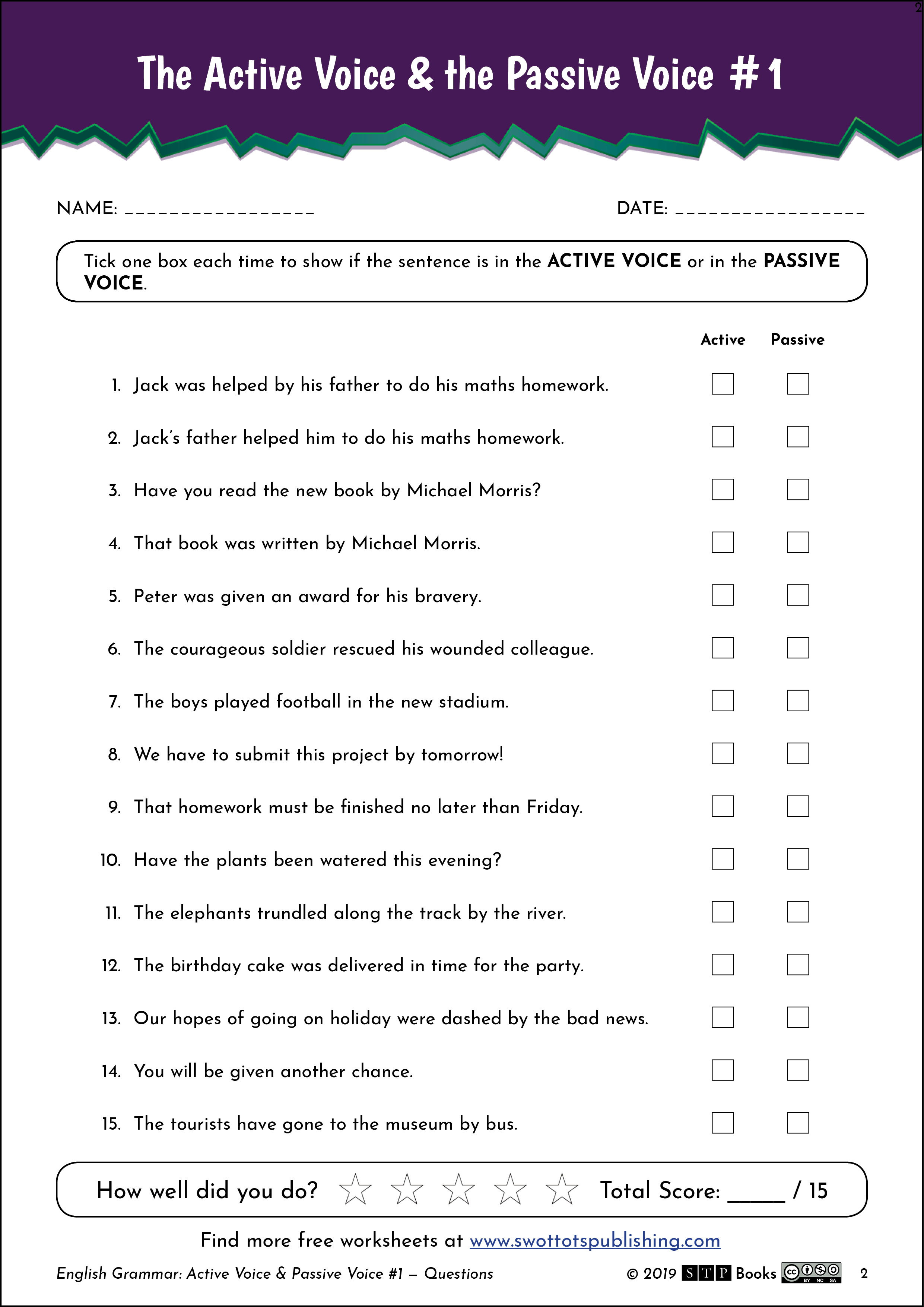 Active And Passive Sentences Worksheets With Answers