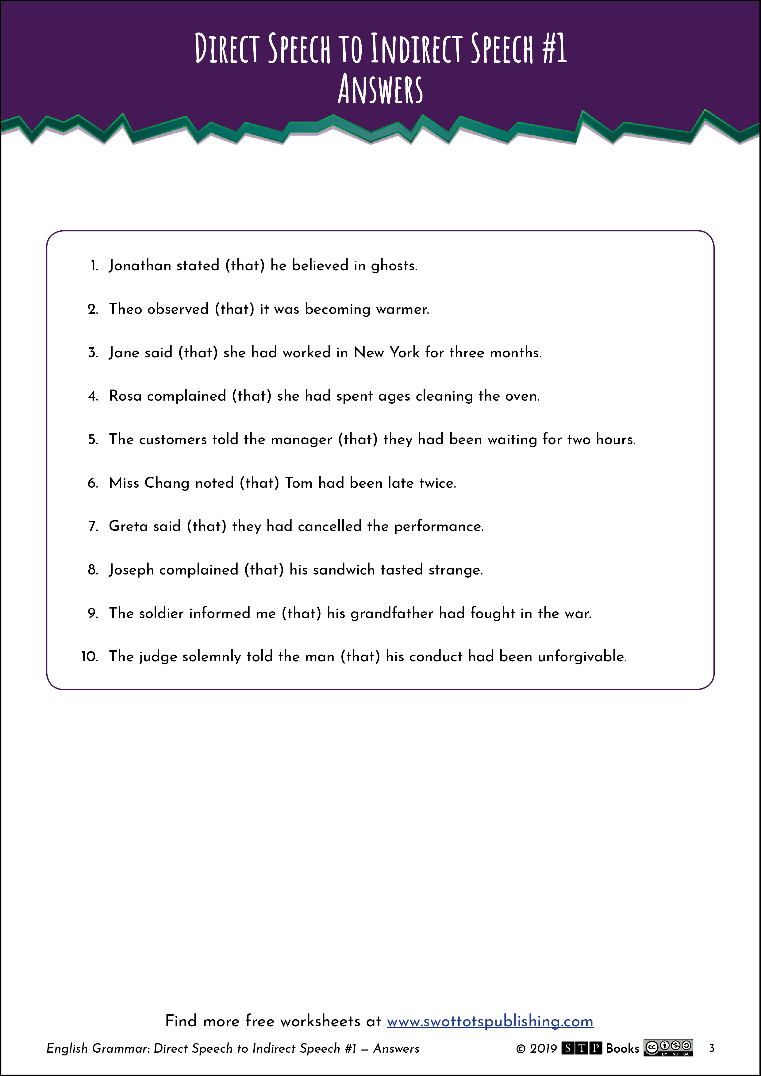 Free English Worksheet Grammar Direct Indirect Answers 01 STP Books.png