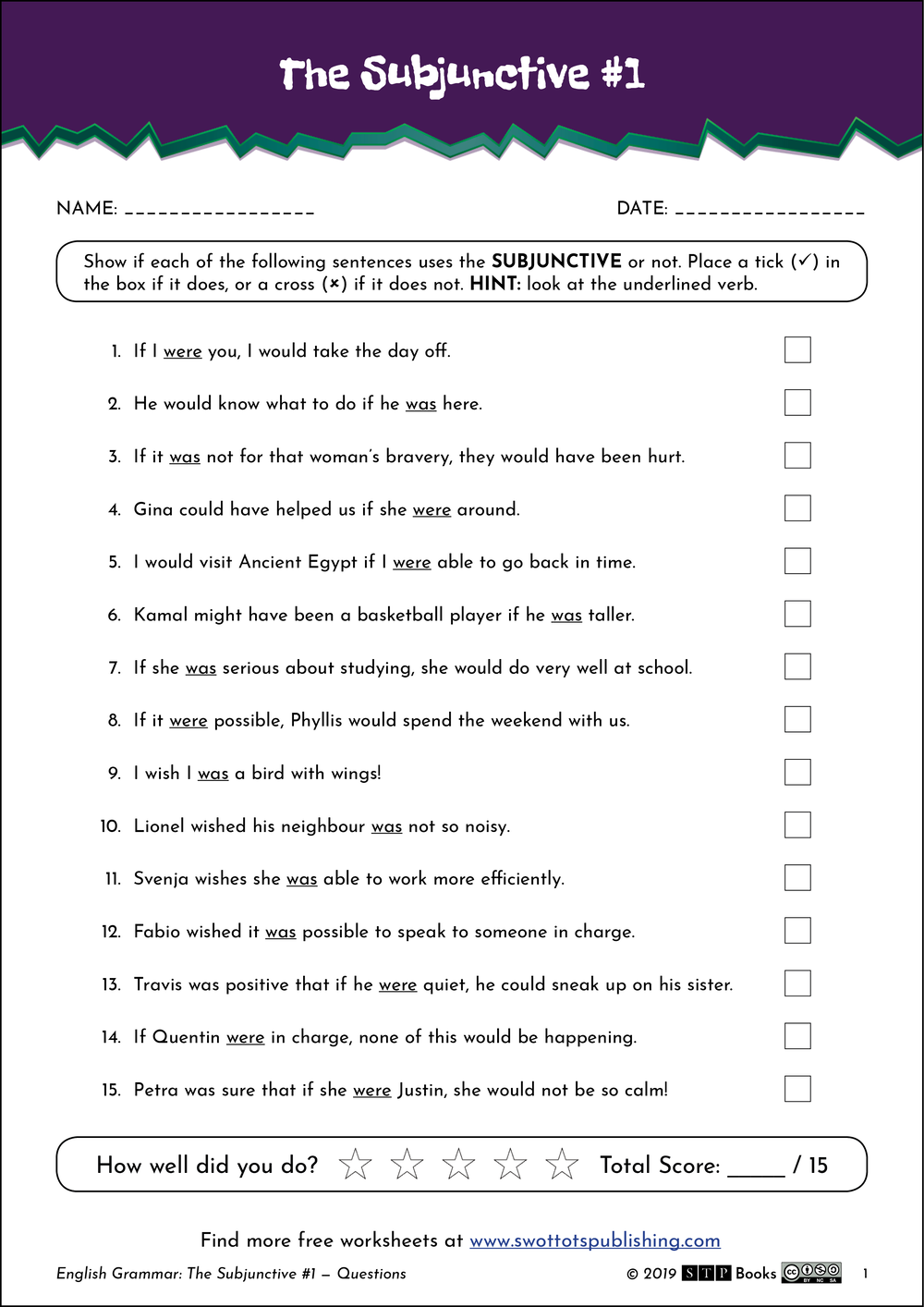 subjunctive english worksheet 01 stp books