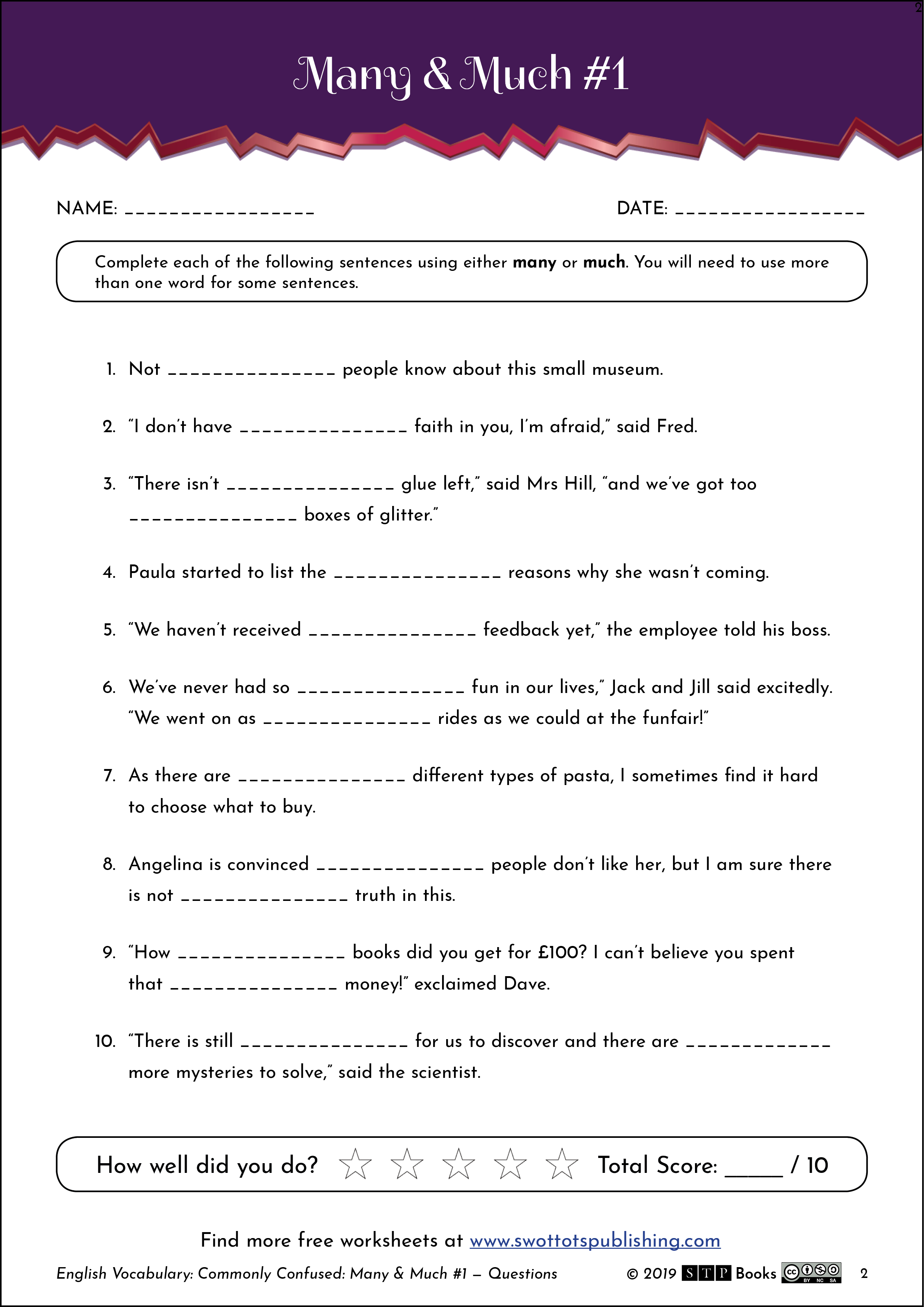 Free English Worksheet Vocabulary Many Much Exercise 01.02 STP Books.png