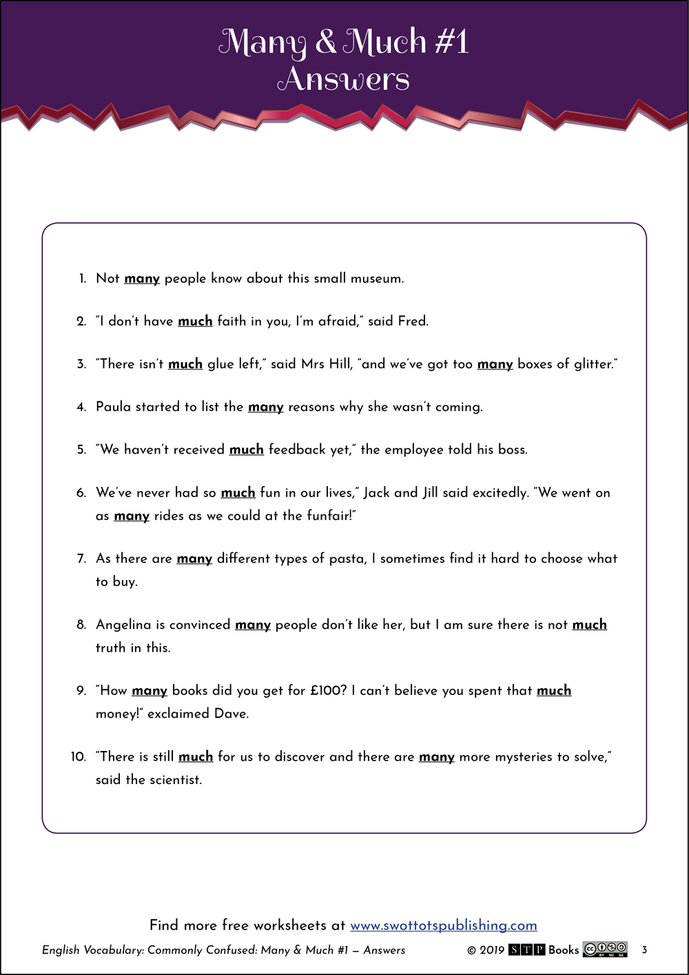 many and much english worksheet 01 stp books