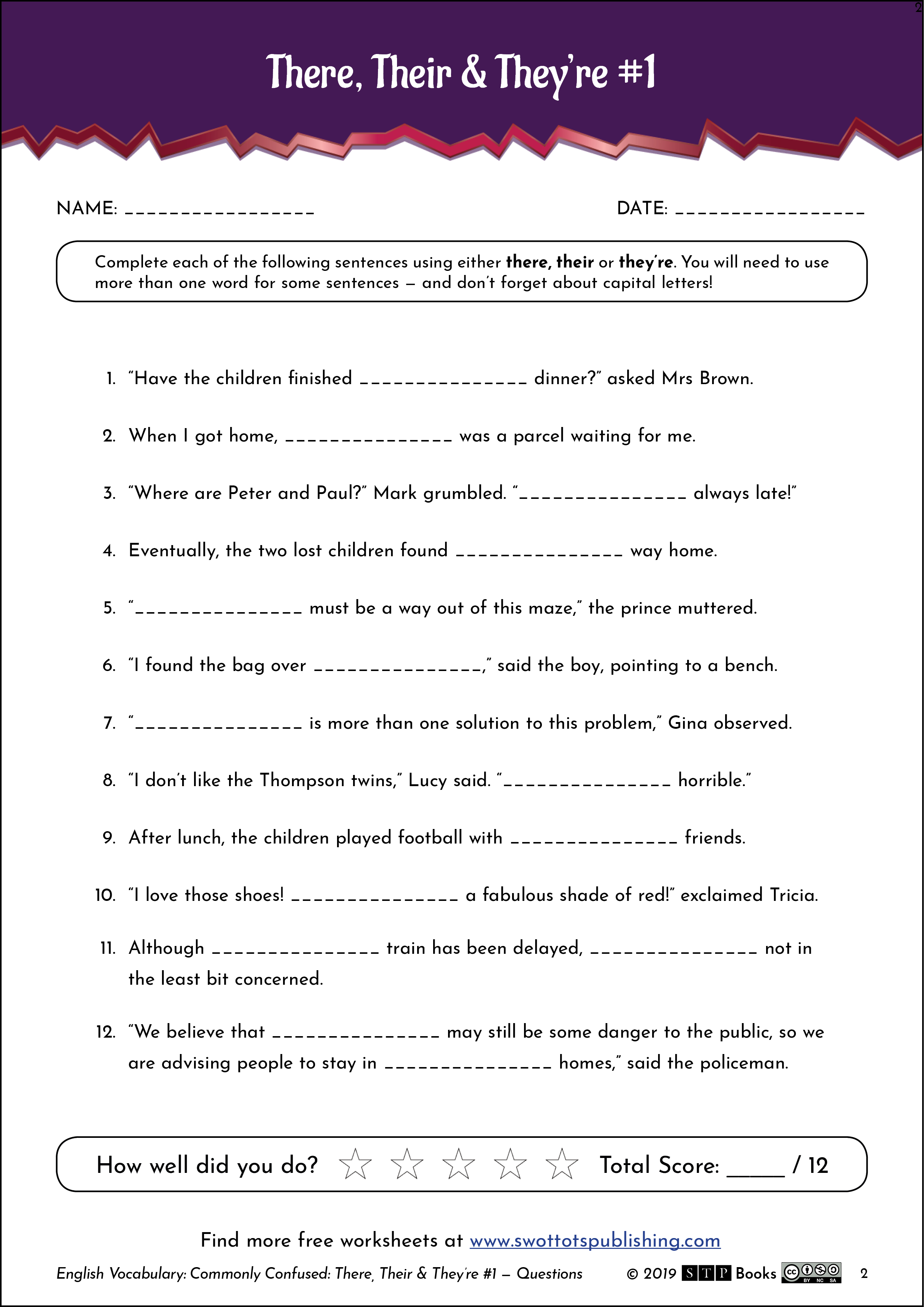Free English Worksheet Vocabulary There Their Theyre Exercise 01.02 STP Books .png