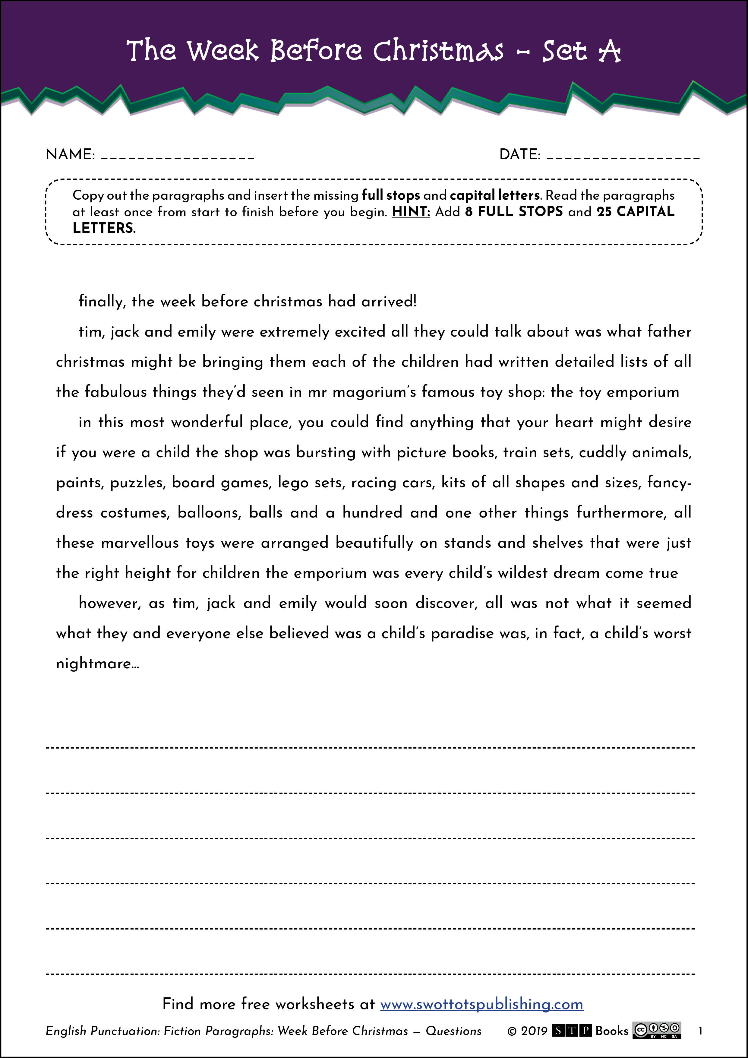 Punctuate The Paragraph Worksheet Grade 6