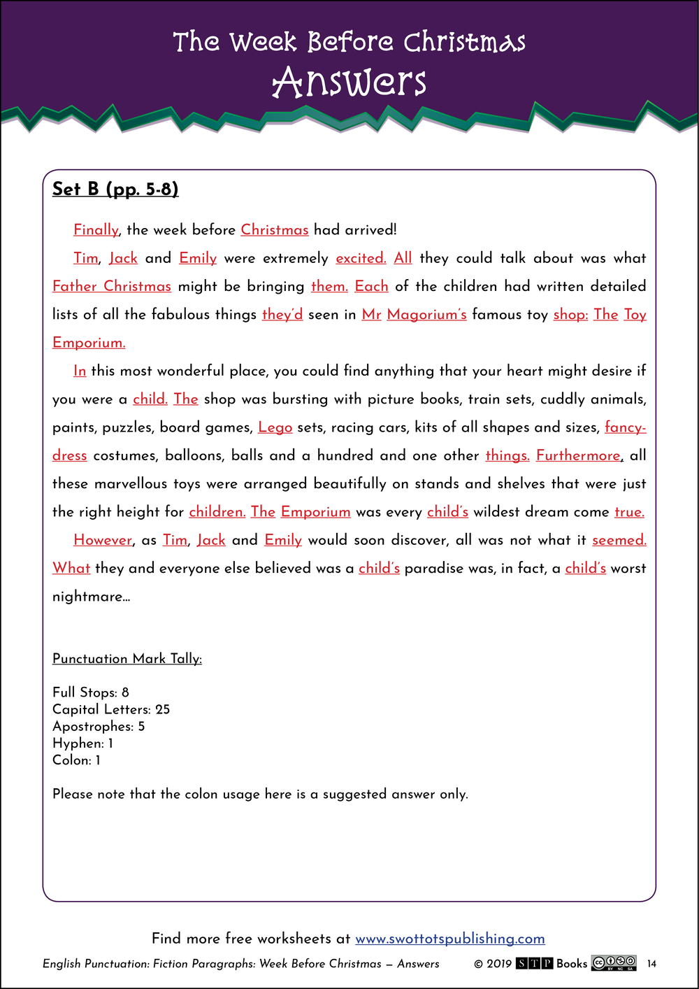 Christmas Fiction Paragraph Punctuation 01 Ks2 Stp Books