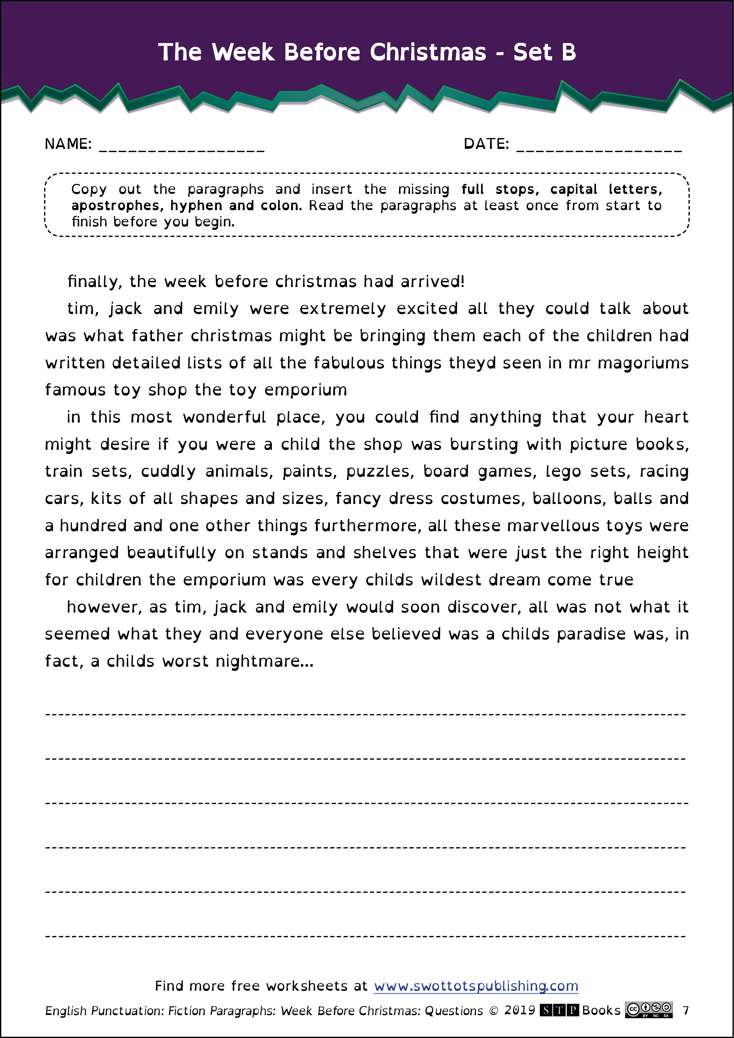 Christmas Fiction Paragraph Punctuation For Dyslexic Learners 01 KS2 STP Books