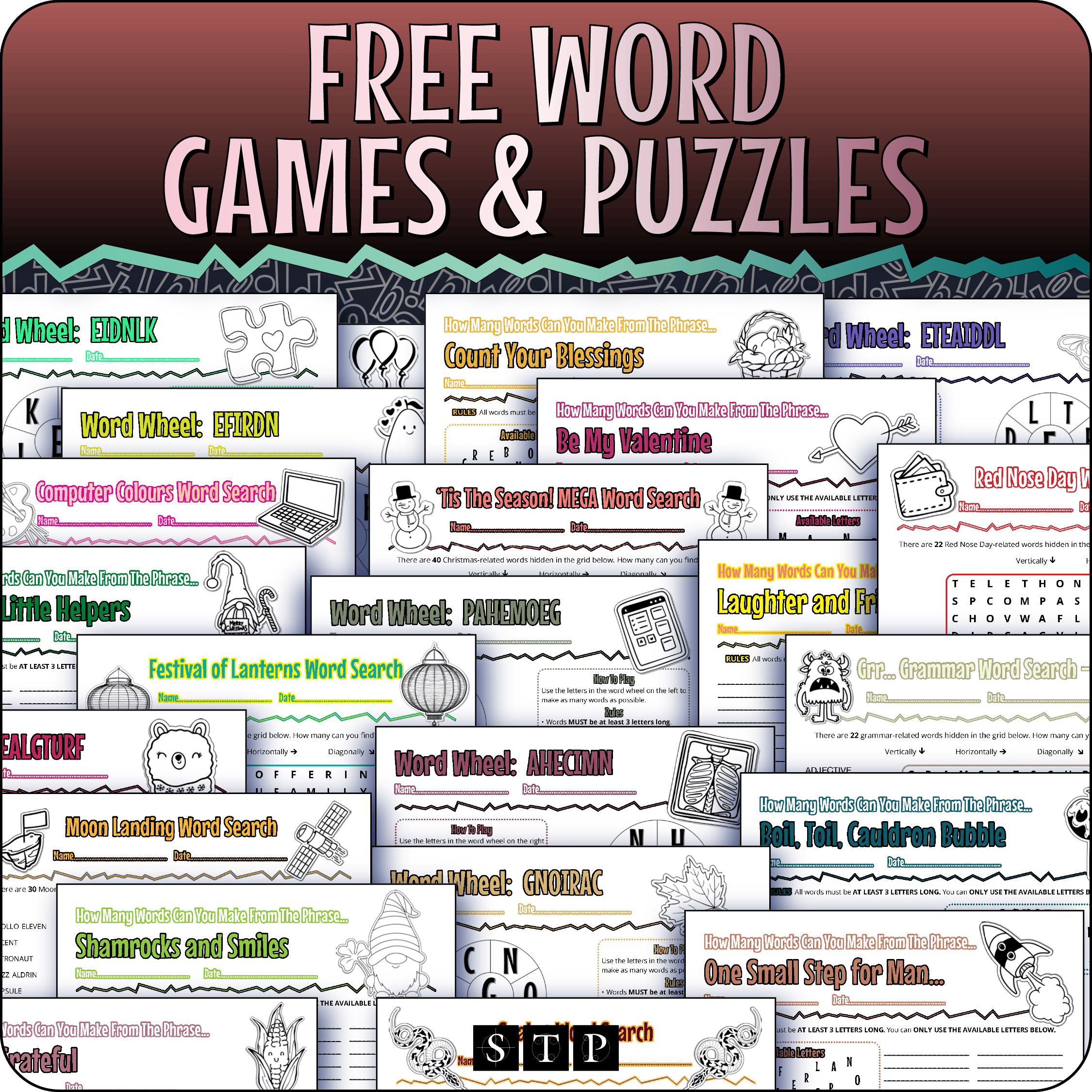 A click-through to STP Books' Free Word Games and Puzzles Arcade main page.