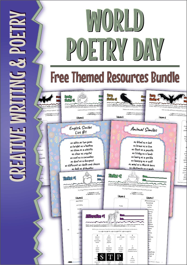 The cover of STP Books' free World Poetry Day Resources Bundle.