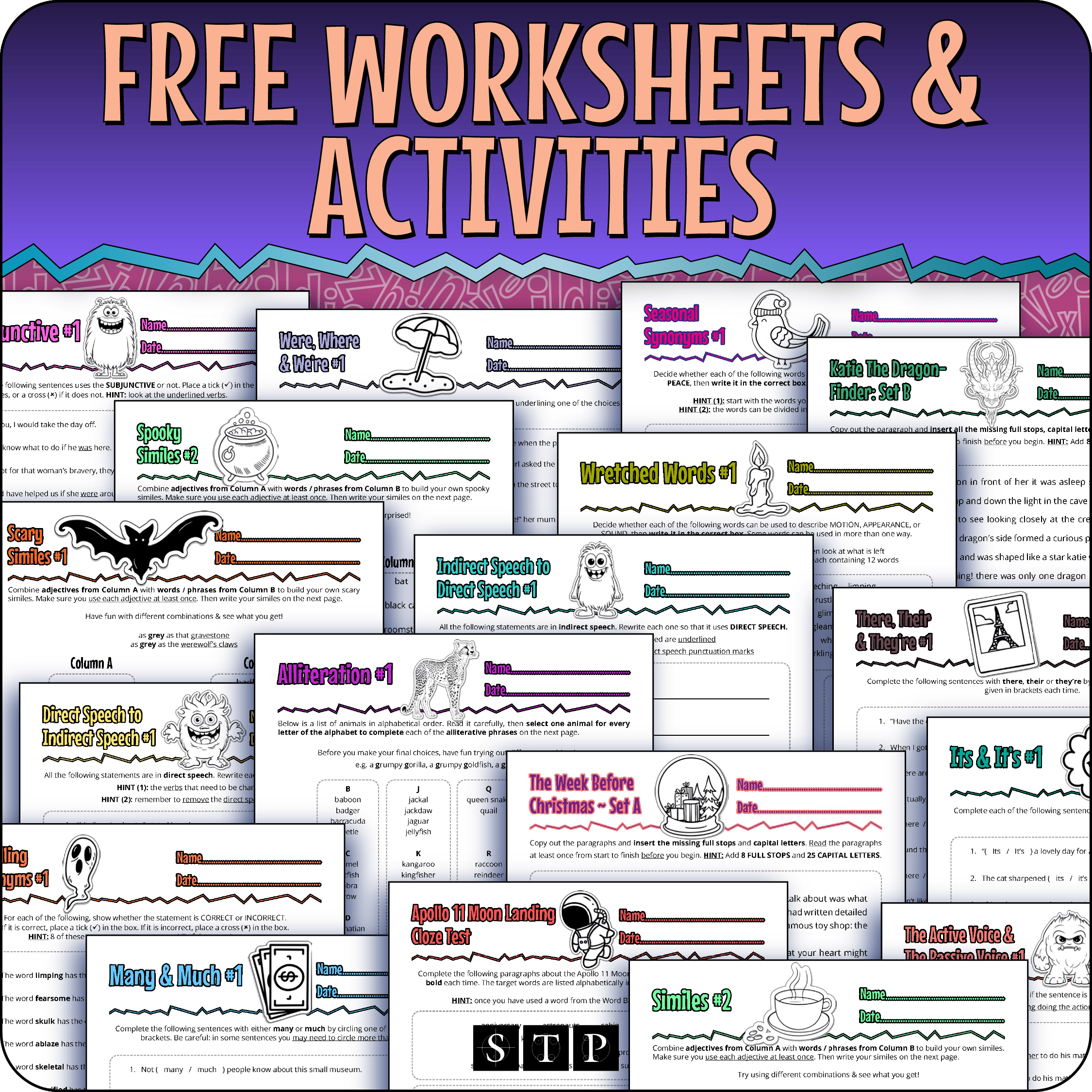 A click-through to STP Books' Free Worksheets and Activities Collection main page.