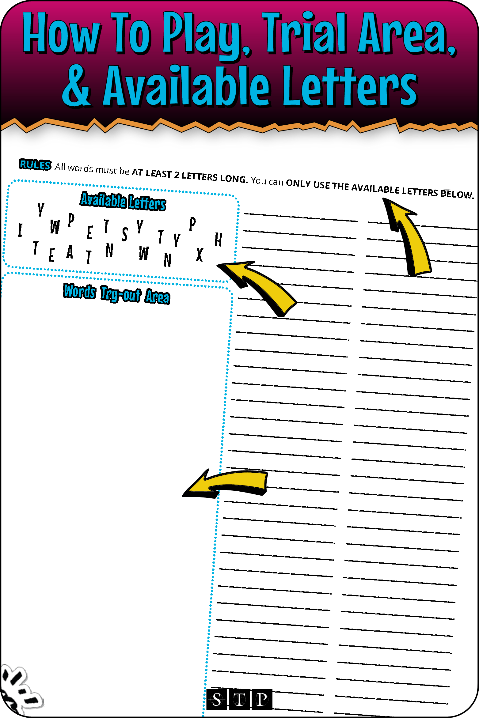 A 'look inside' preview highlighting the rules for the 'Happy Twenty Twenty Six' letter jumble