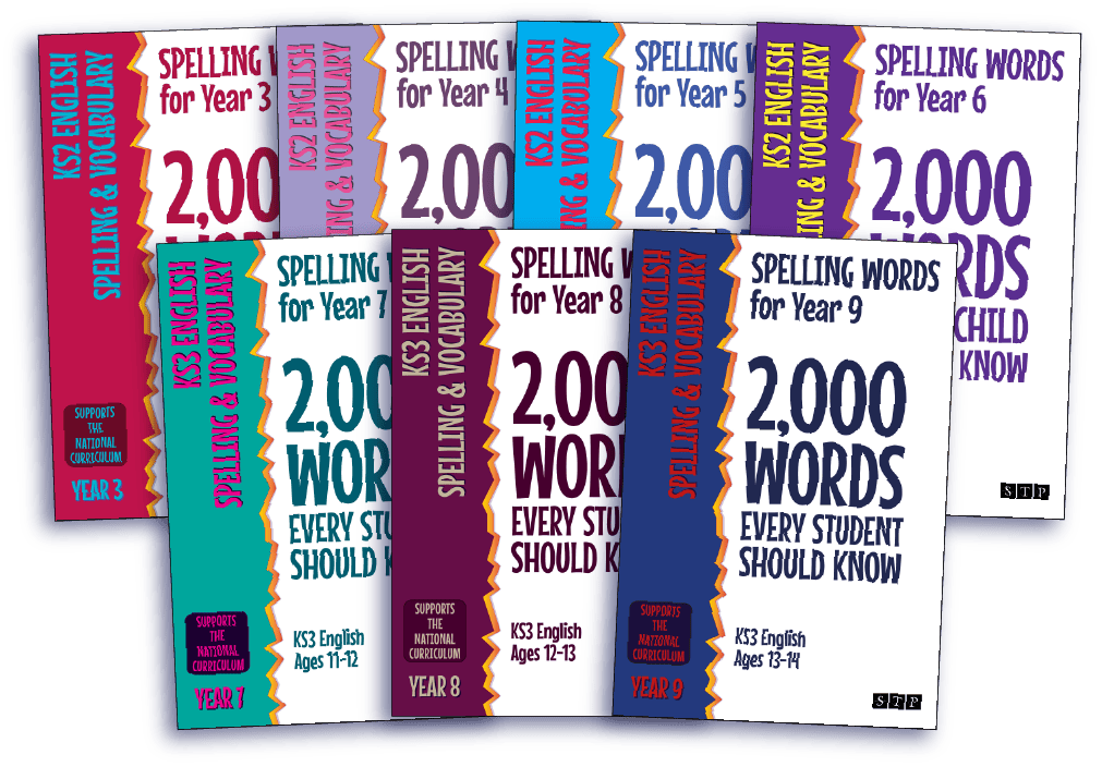 STP  Books '2,000 Spelling Words' series, for Year 3 through to Year 9.