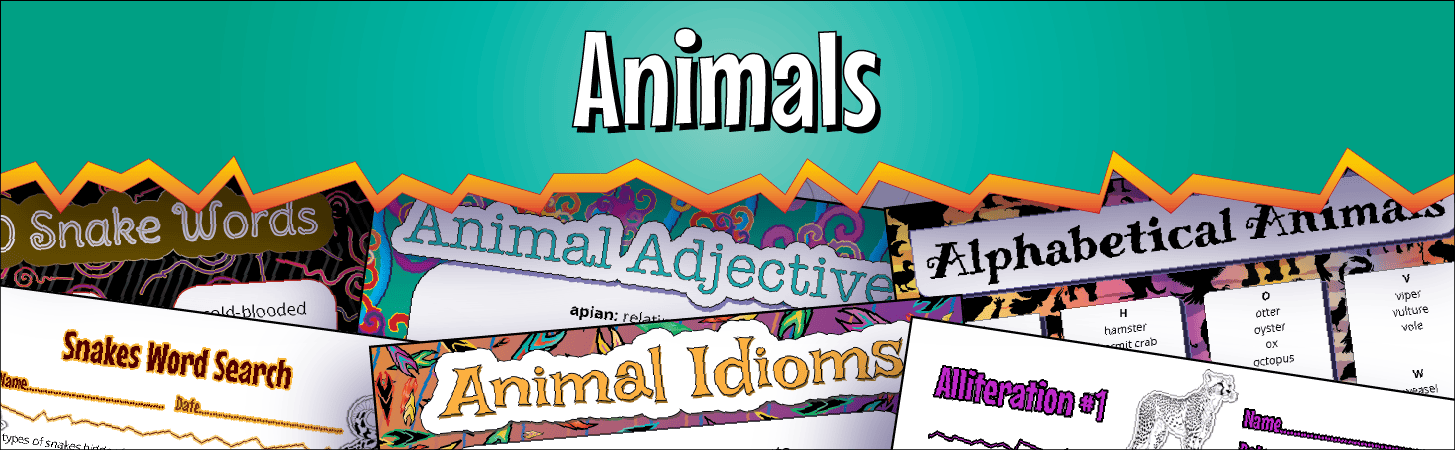 A banner marking the start of the Animals-themed resources bundle.