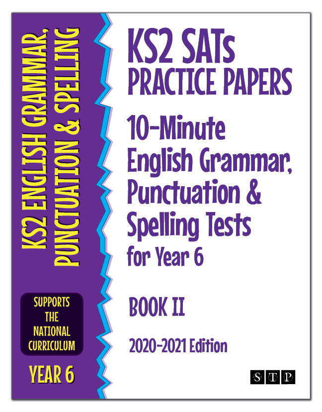 The book cover of 'KS2 SATs Practice Papers 10-Minute English Grammar, Punctuation & Spelling Tests for Year 6 Book II'.