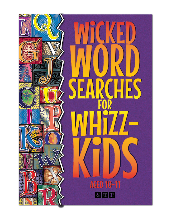 The book cover of 'Wicked Wordsearches for Whizz-Kids Aged 10-11'.