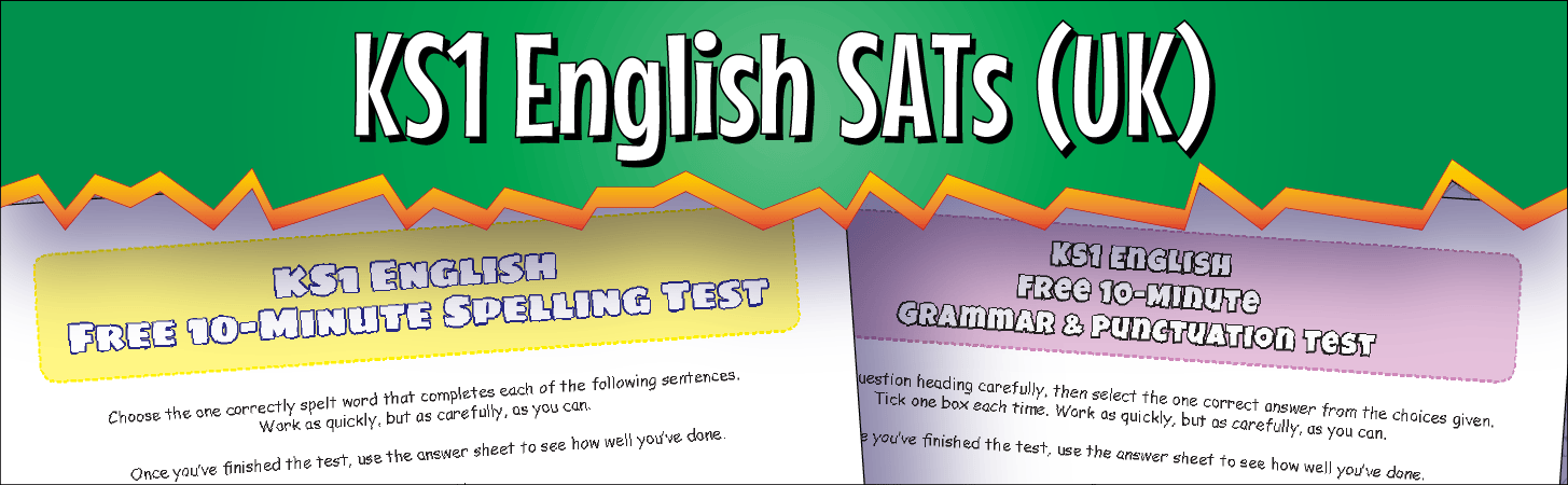 A banner marking the start of the Key Stage 1 Year 2 SATs tests materials.