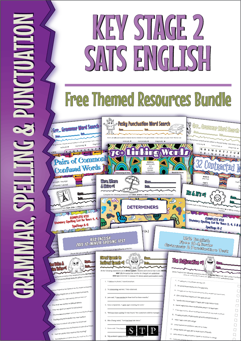 The cover of STP Books' free Key Stage 2 SATs English Resources Bundle.