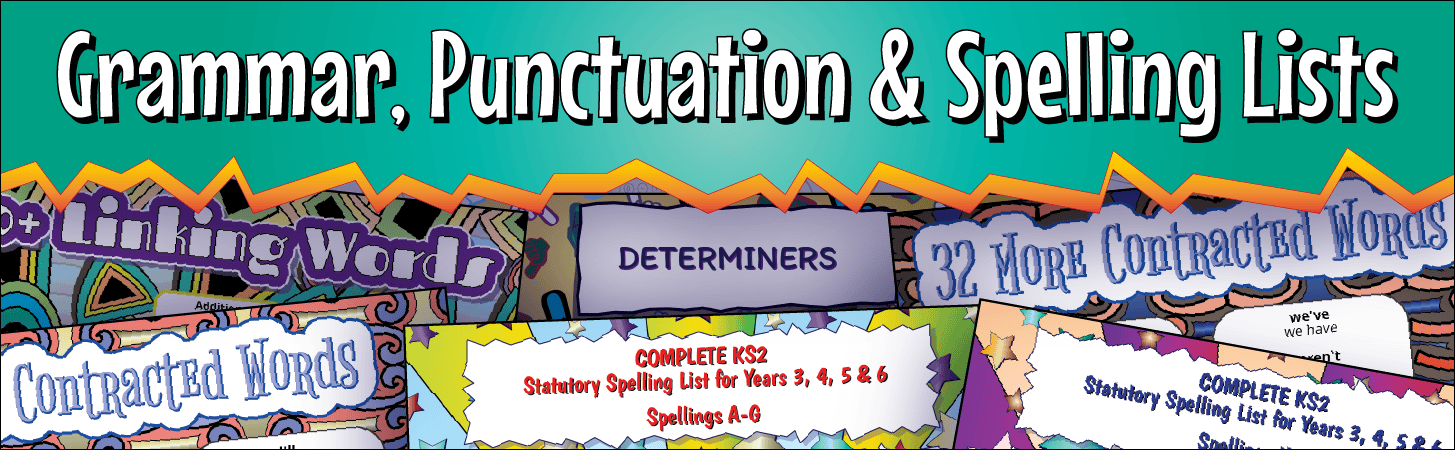 A banner marking the start of the lists of grammar, punctuation and spelling terms.