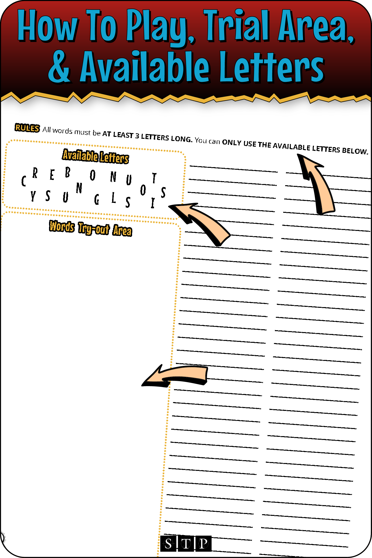 A 'look inside' preview highlighting the rules for the 'Count Your Blessings' (Version 2) letter jumble.