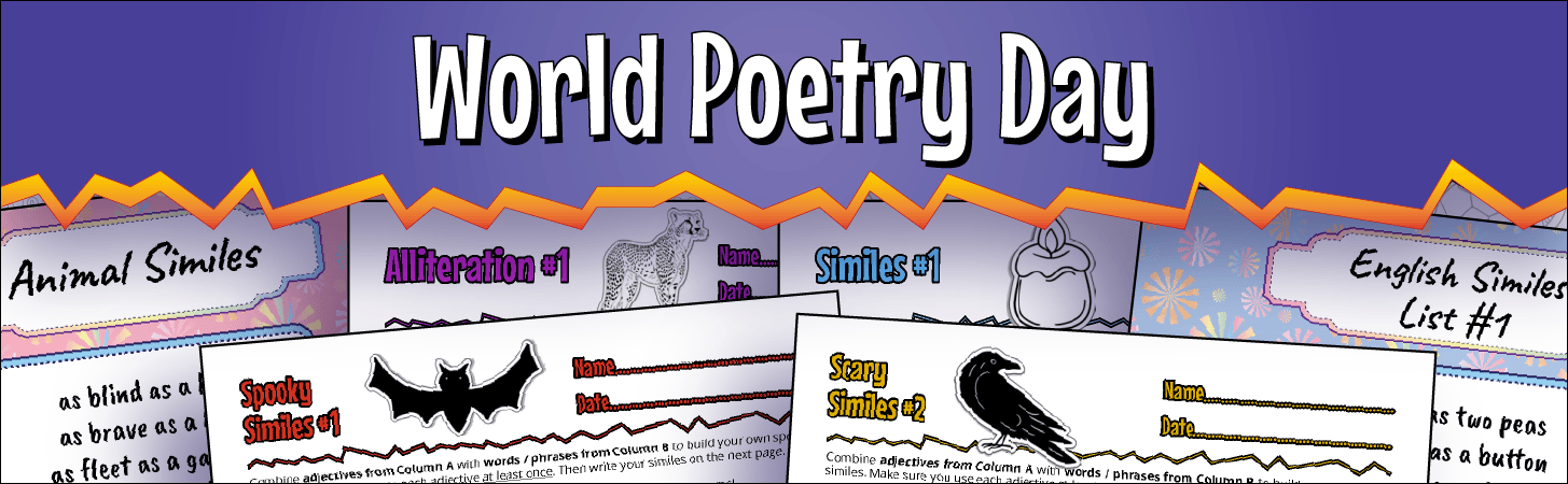 A banner marking the start of the World Poetry Day-themed resources bundle.