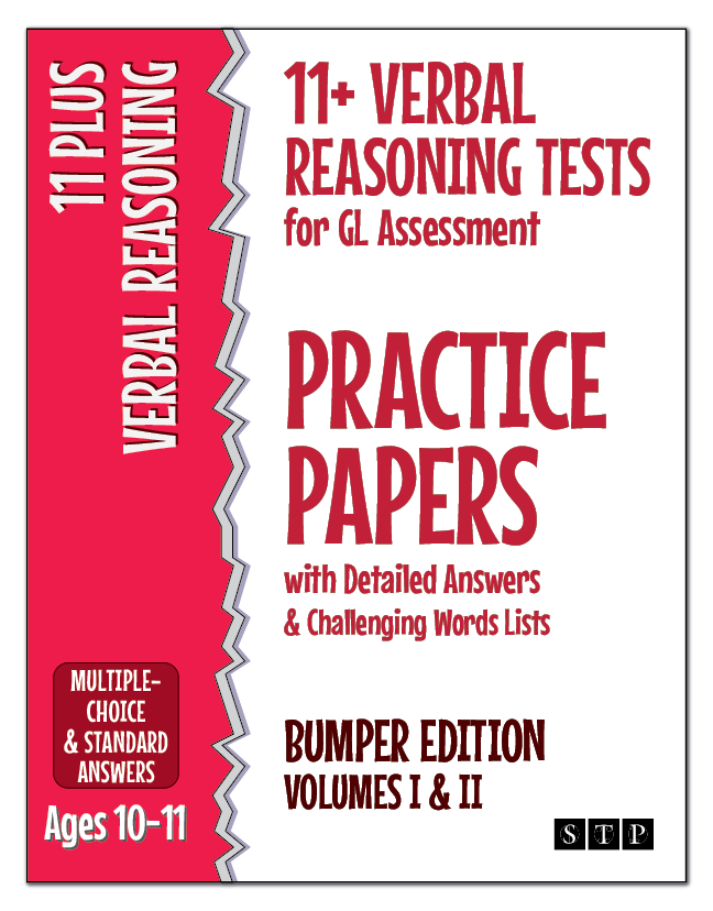 The book cover of '11 Plus Verbal Reasoning Tests GL Assessment Bumper Volume 1 and 2'.