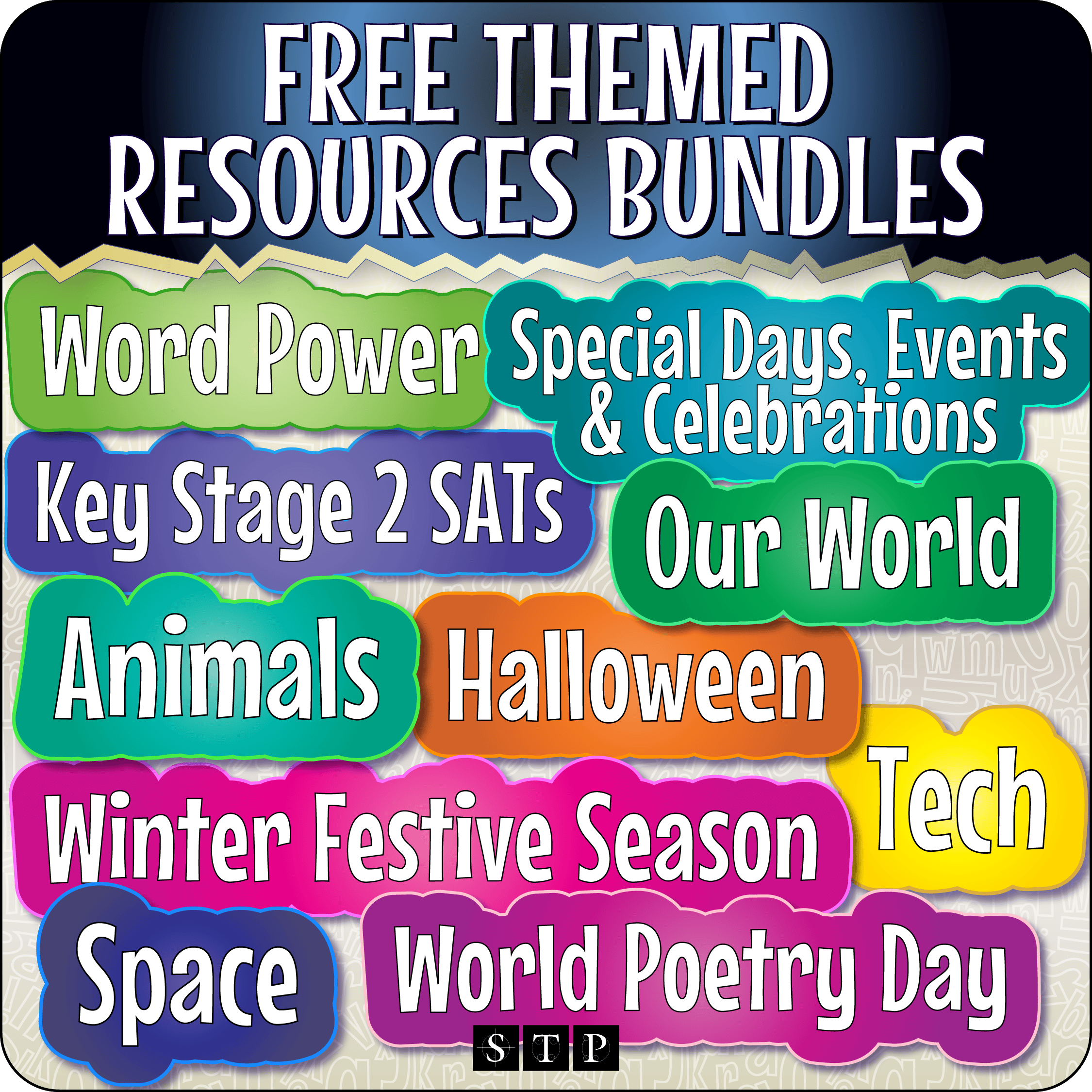 A click-through to STP Books' Free Themed Bundles and Resource Sets main page.