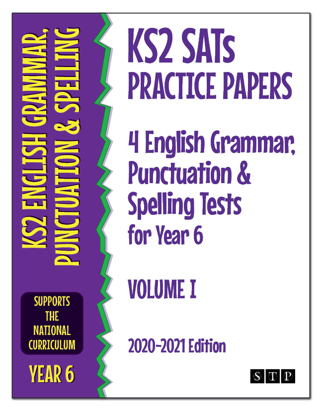 The book cover of 'KS2 SATs Practice Papers 4 English Grammar, Punctuation & Spelling Tests for Year 6 Volume 1'.