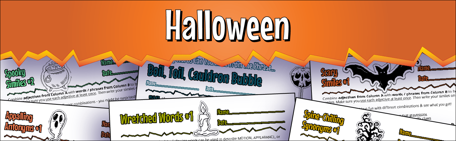 A banner marking the start of the Halloween-themed resources bundle.