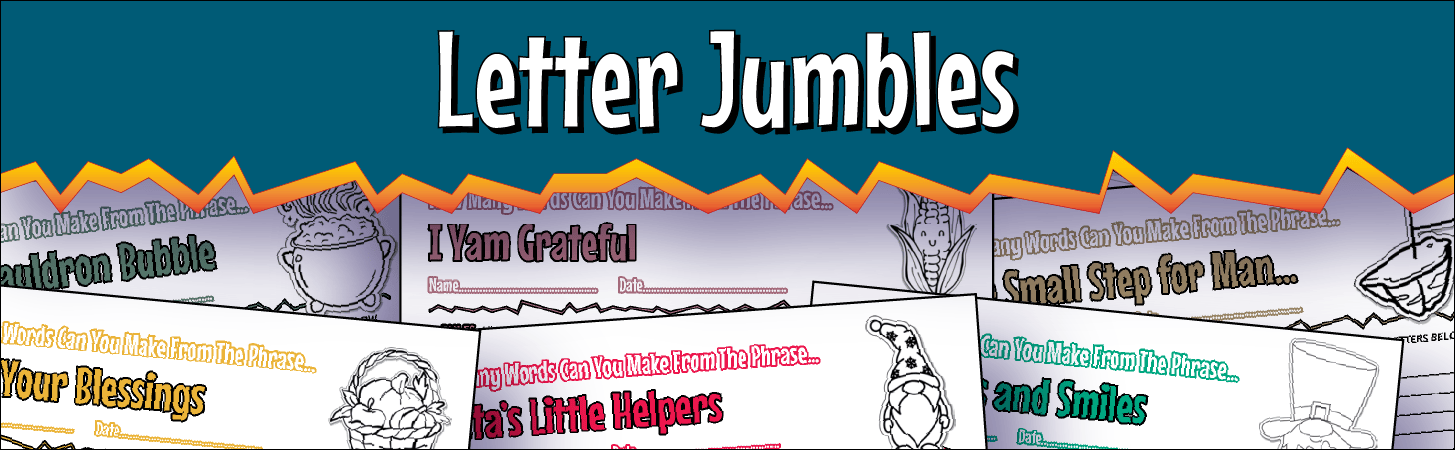 A banner marking the start of the letter jumble puzzles.