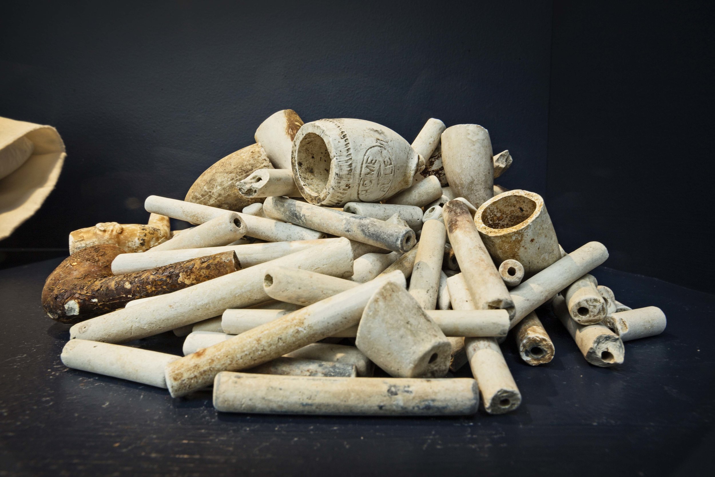 Archaeological Debris, Collected Clay Tobacco Pipes and Shards, Canada, England, Scotland