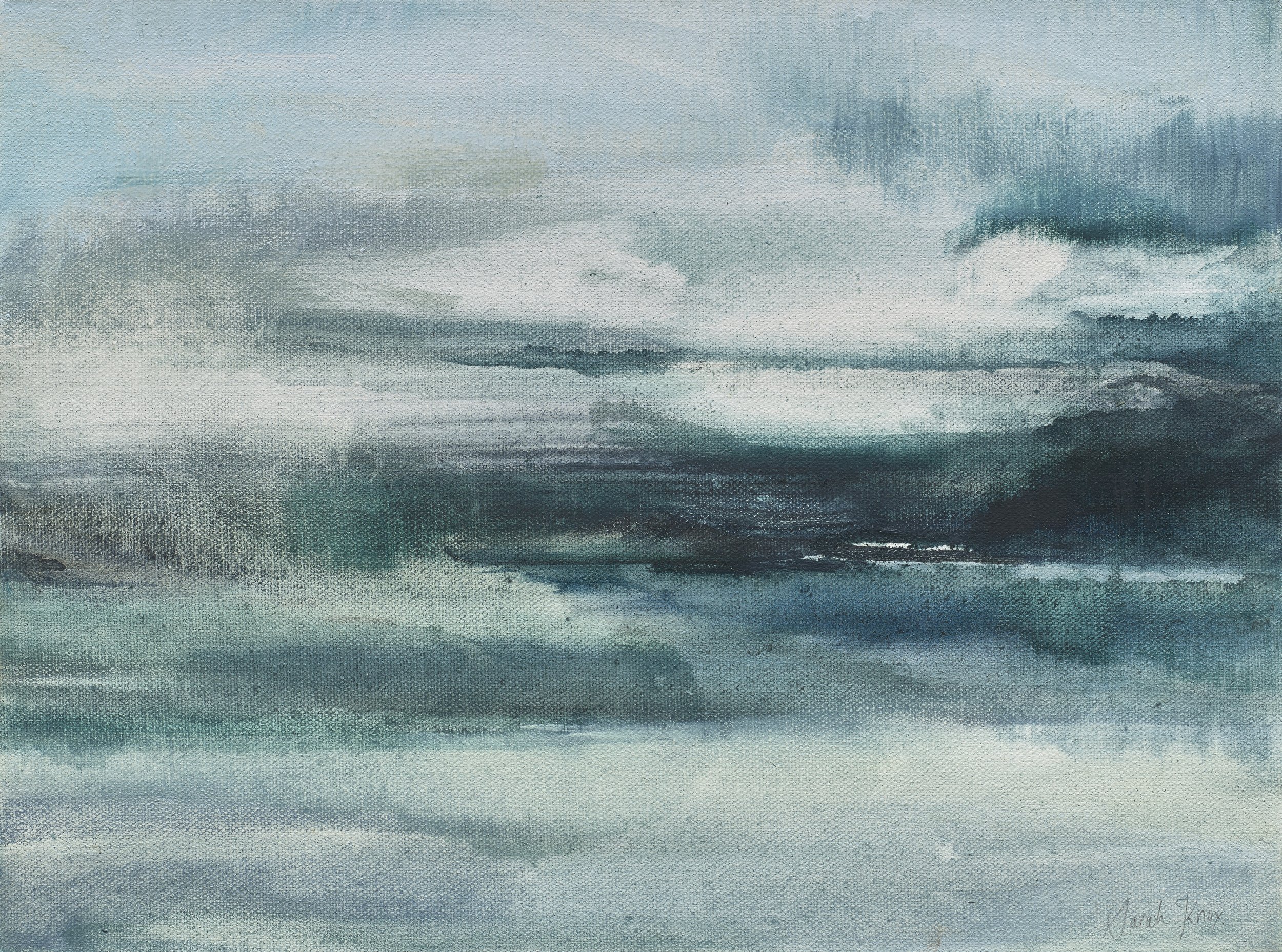 Sound the sea on a still evening, oil on canvas 48 x34 cm   