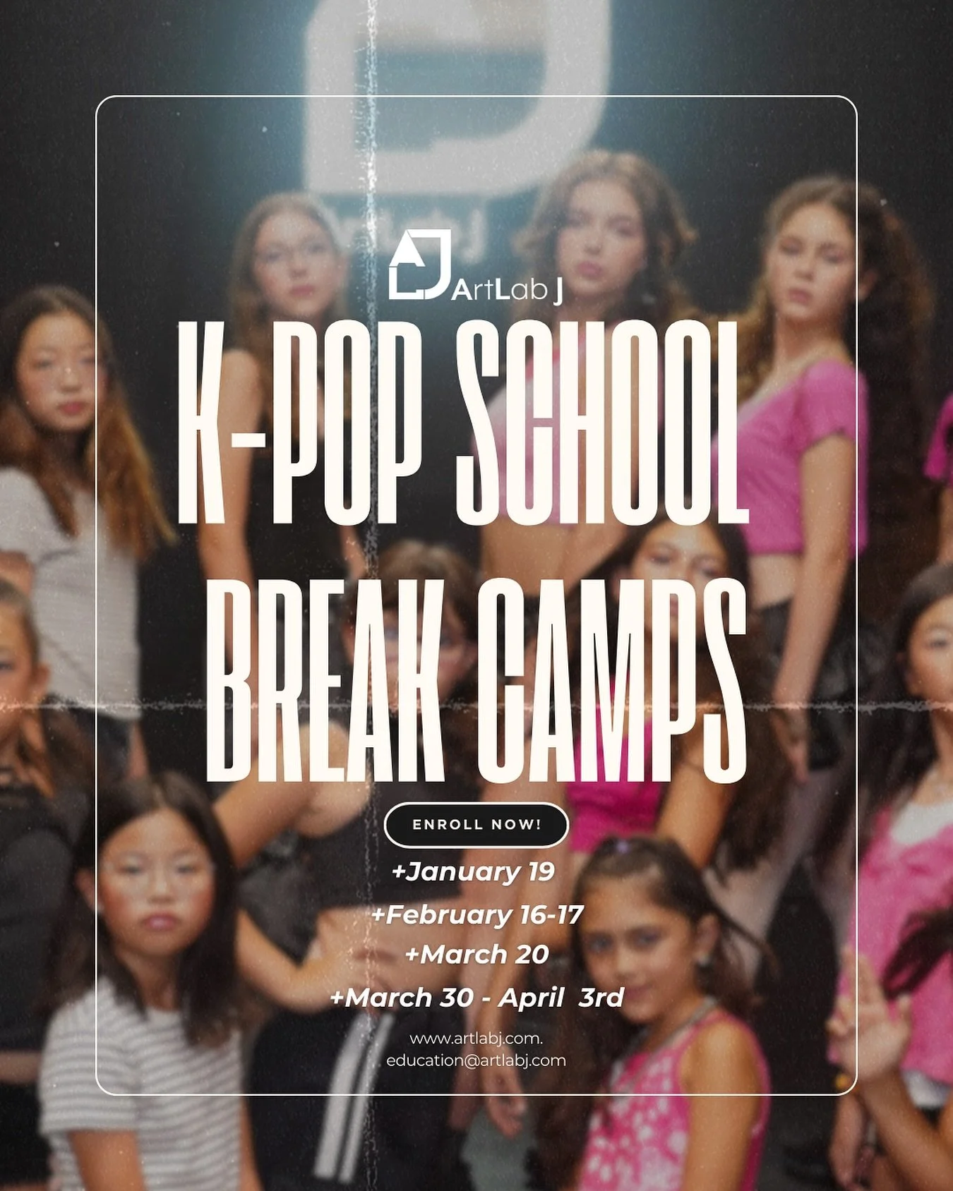 🕺ArtLabJ&rsquo;s K-POP Camps are coming back! Spend your school break dancing, learning, and performing like your favorite idols.

👧Ages: 8+
📍Location: ArtLabJ Troy 

✨Learn real K-POP choreography!

📲Register Today at ArtLabJ.com!