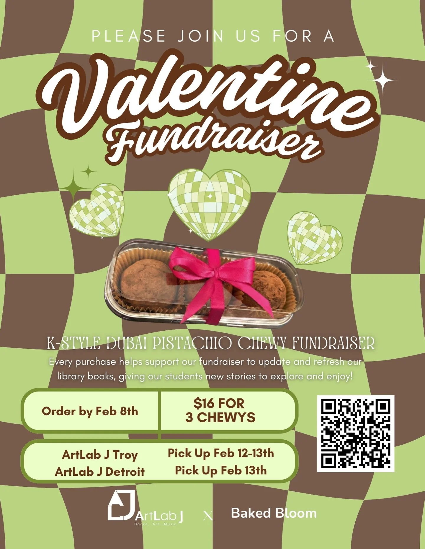 💗 Valentine Fundraiser 💗

K-Style DUBAI PISTACHIO CHEWY
Every purchase helps support our fundraiser to update and refresh our library books, giving our students new stories to explore and enjoy 📚✨

🗓 PLEASE ORDER BY FEBRUARY 8TH!

📍 ArtLab J Tro