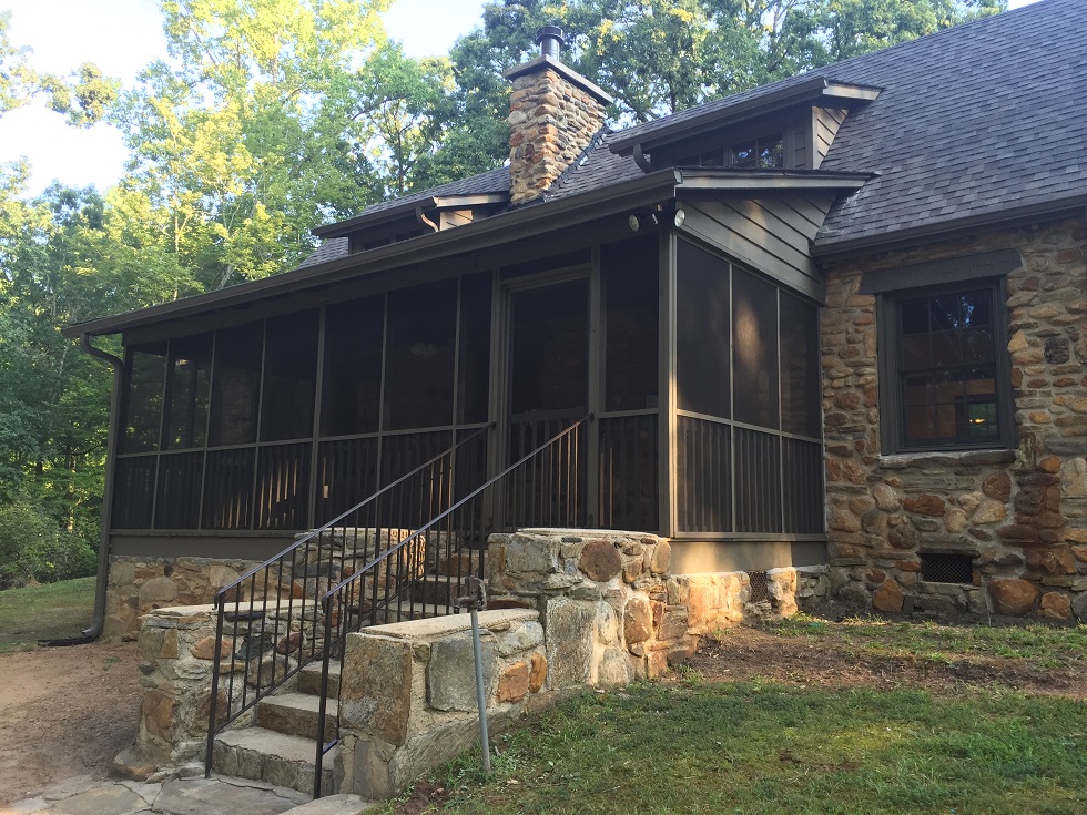   The new screen porch and front entry  