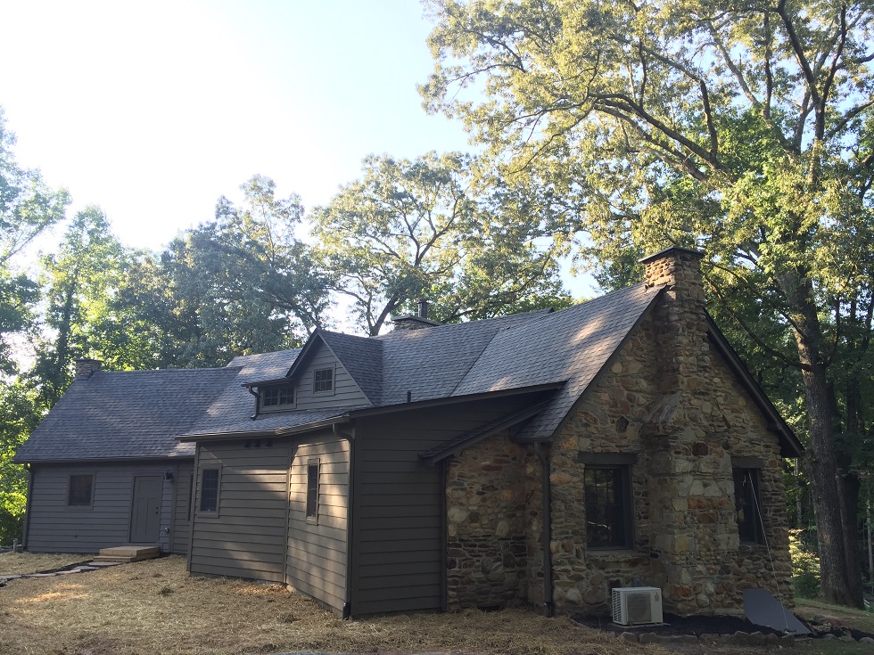   The Hardie Artisan siding looks really sharp with the original stone work  