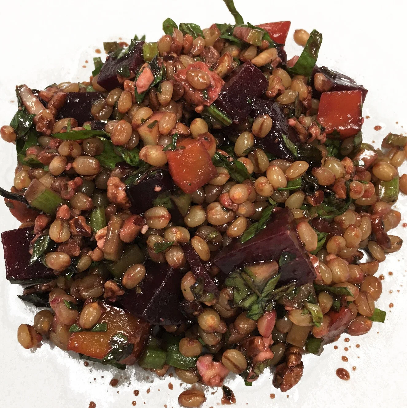 Wheat berry and Roasted Beet Side (Pomegranate Balsamic, Dill Olive Oil)