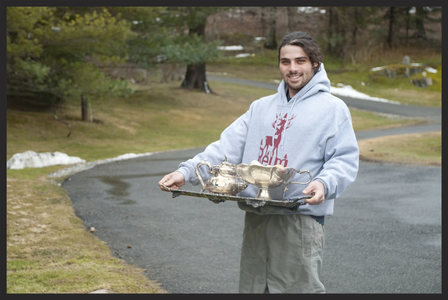  Eli holding a batch of fresh eggs from the coop! 
